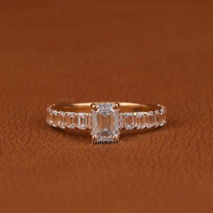 Wide engagement diamond ring