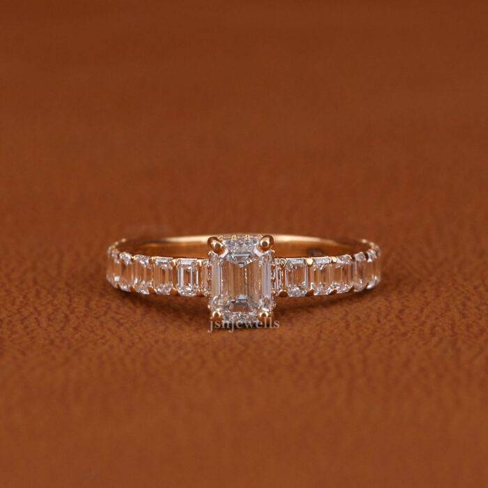 Wide engagement diamond ring